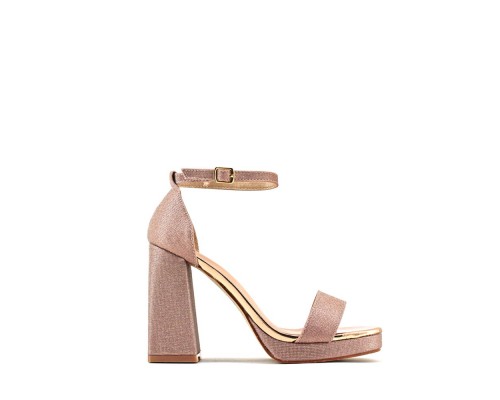 Sandalia Tacón Ancho Fiesta Brillo